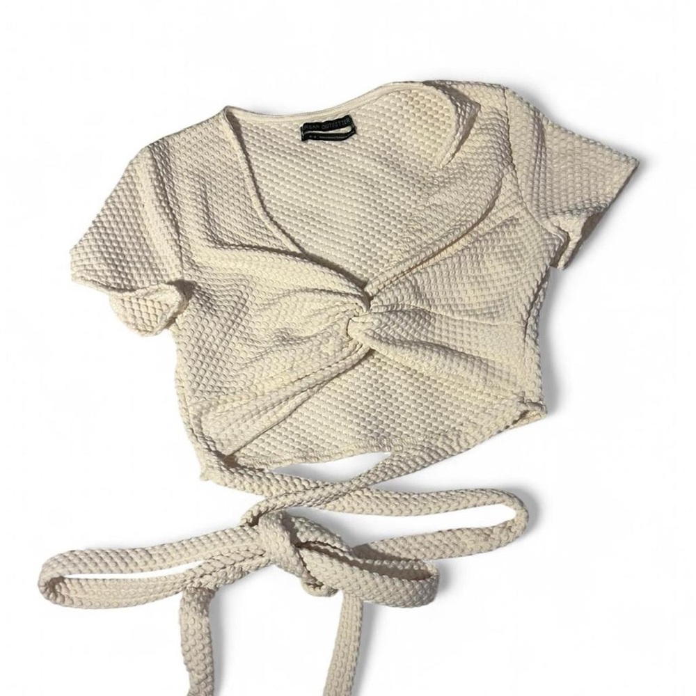 Urban Outfitters Cream Textured Crop Top